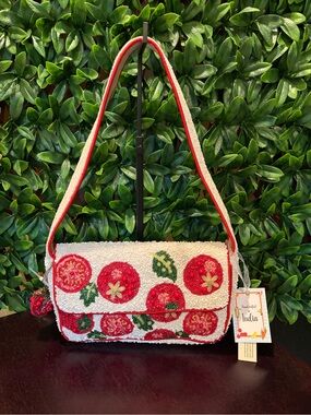 Handcrafted in India beaded Tomato bag